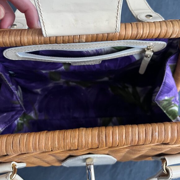 Kate Spade Avita Tisbury Creamy White Straw Basket Wicker Rattan - Picture 5 of 9